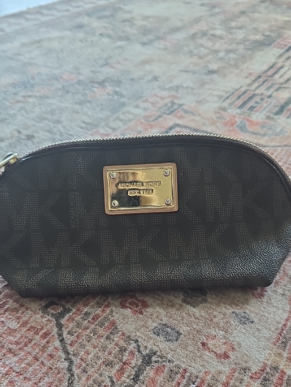 MICHAEL KORS Brown Logo Cosmetic Pouch